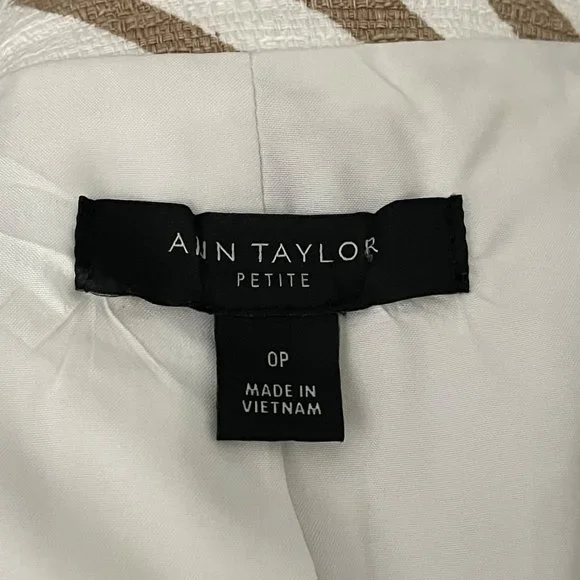 Ann Taylor Zebra Animal Tan Blazer Suit Jacket Size 0P One Button - Picture 8 of 9